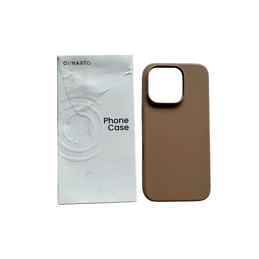 Ornarto Phone Case iPhone 16 Pro Slim Liquid Silicone Rubber Case Light Brown